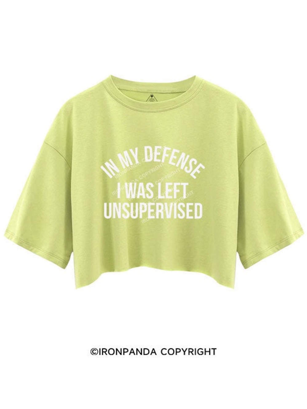 Iron Panda IN MY DEFENSE I WAS LEFT UNSUPERVISED CROP TOP